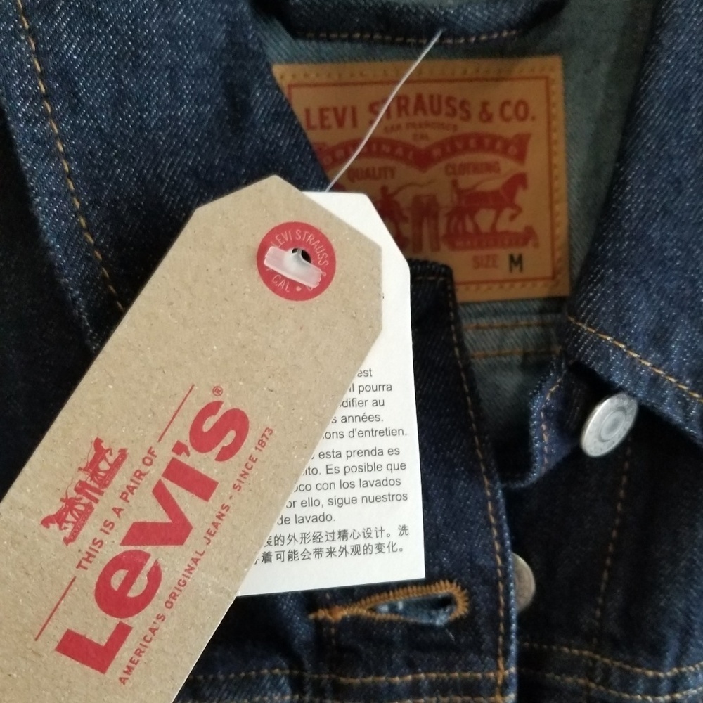 💥NEW💥 Levi Jean Jacket with Vintage Patches-Sz M - Picture 6 of 6